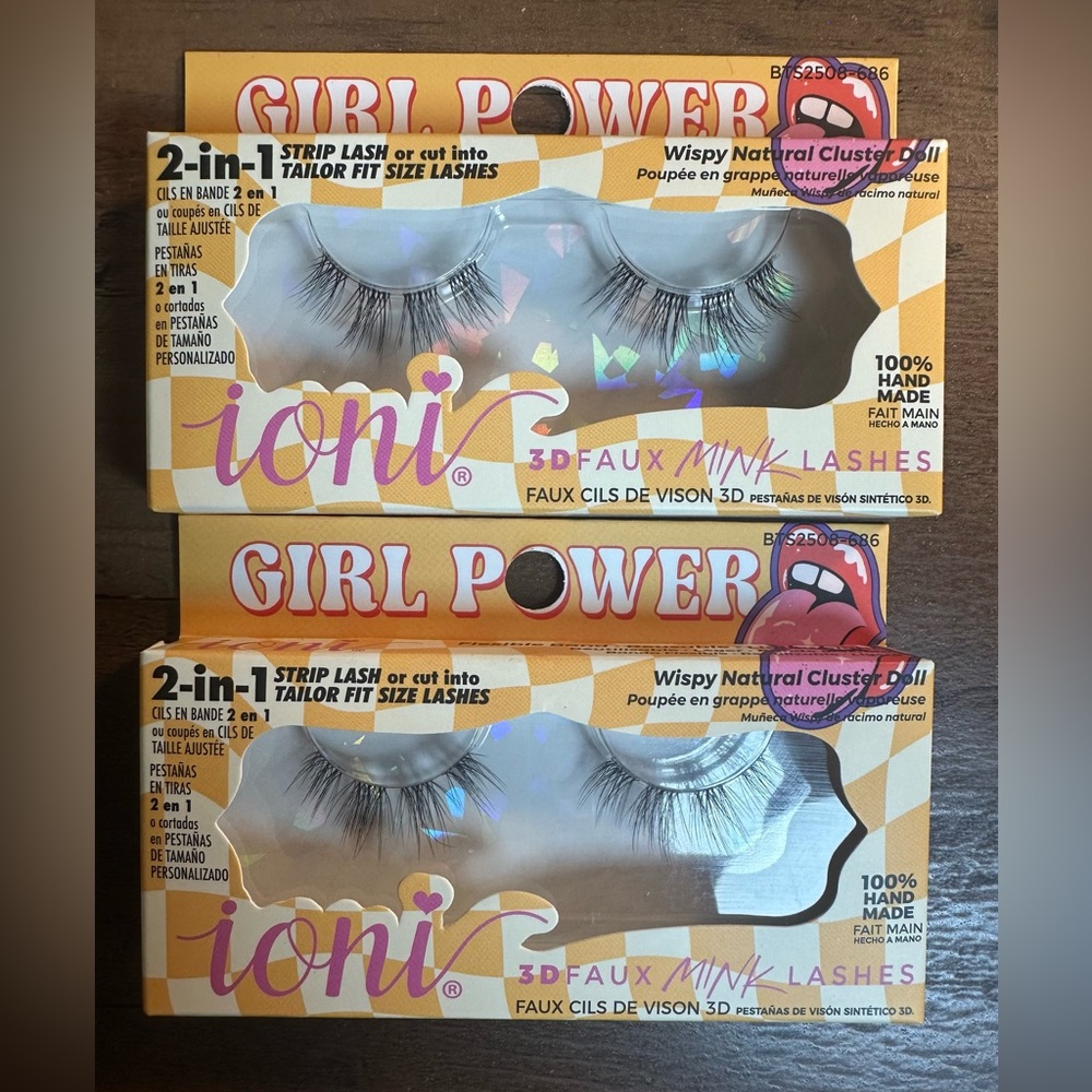Ioni Glow Getter Girl Power 3D Faux Mink Eyelashes Wispy Natural Cluster 2 Sets